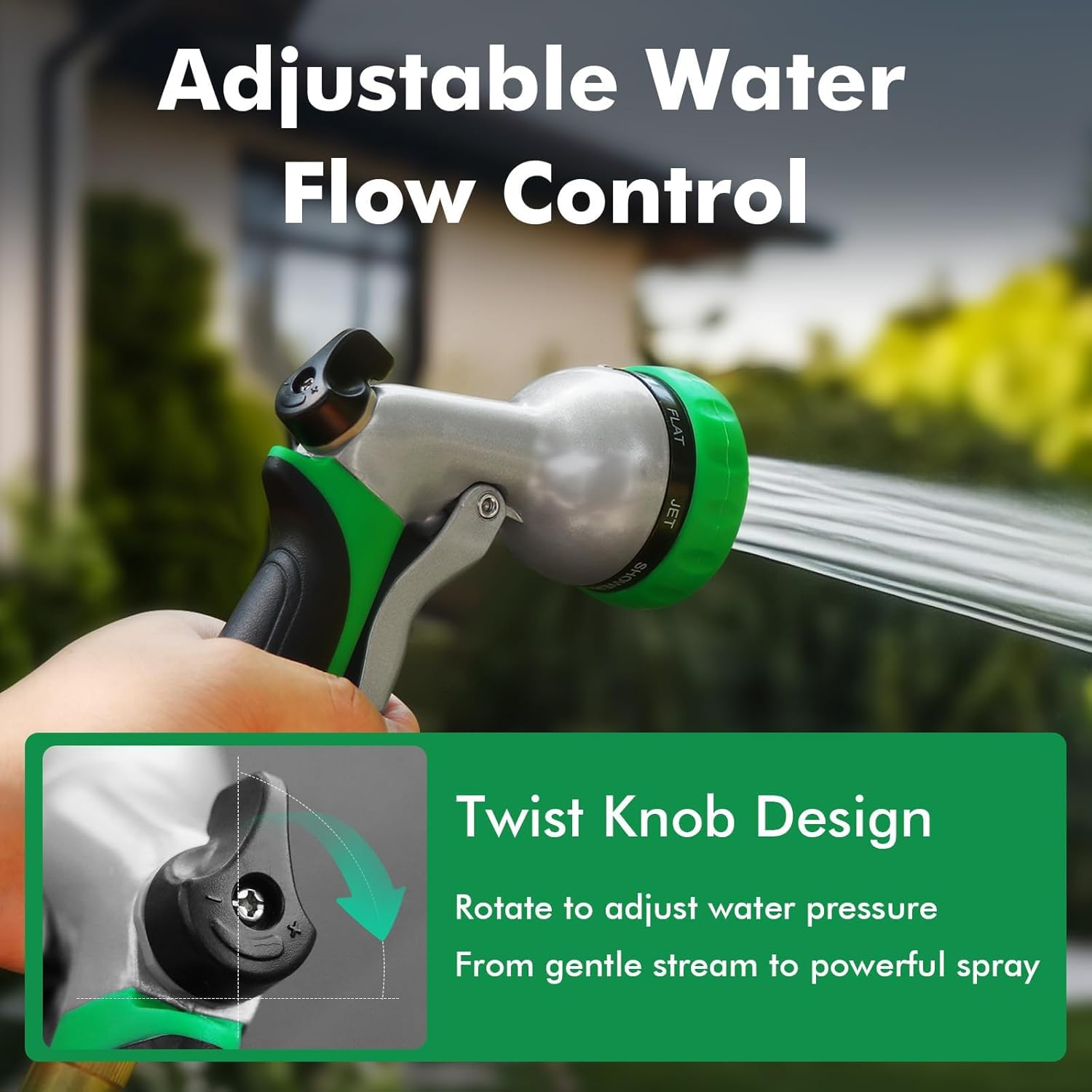 RESTMO Garden Hose Nozzle, Heavy Duty Metal Water Hose Nozzle with 7