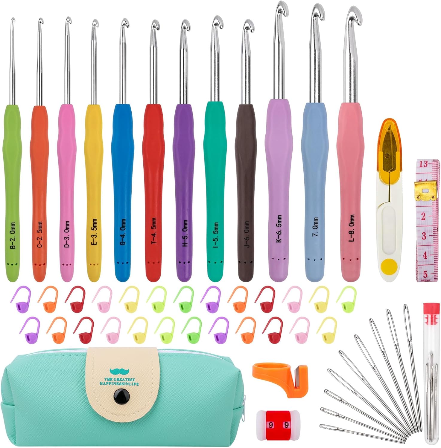 MECHEER Crochet Hooks 12 Sizes Crochet Hook Set, 51 Pack Yarn Crochet Kit for