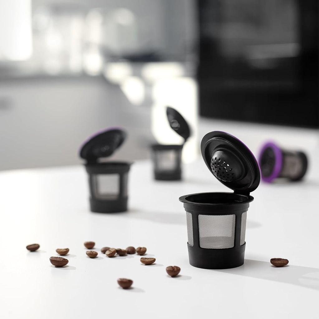 4 Black Reusable K Cups for Keurig Coffee Makers - Compatible with Keurig