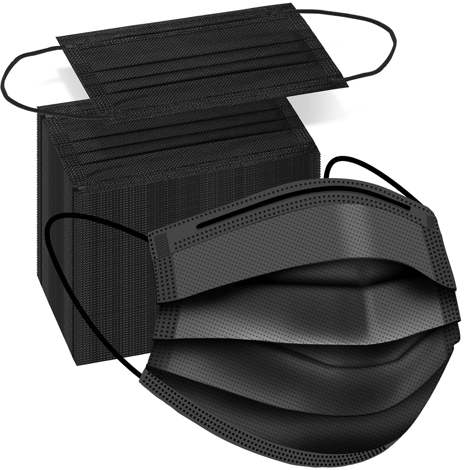 ZTANPS 100 PCS Disposable Face Masks, Black Disposable Masks, 3 Ply