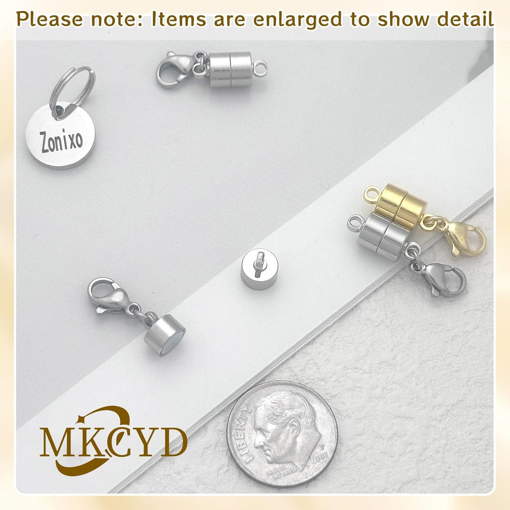 MKCYD Magnetic Necklace Clasp with Lobster Clasp,14K Gold and Silver Magnetic