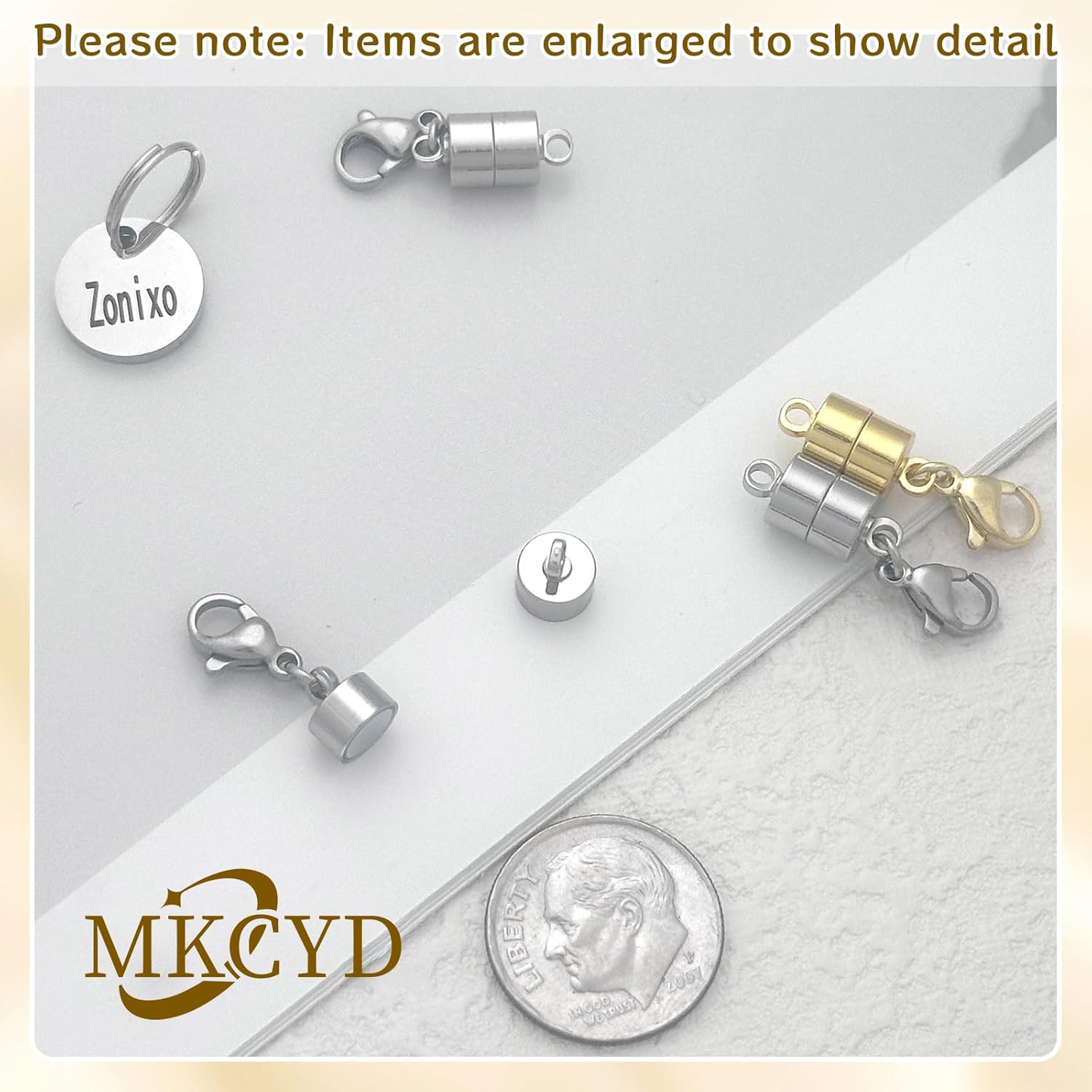 MKCYD Magnetic Necklace Clasp with Lobster Clasp,14K Gold and Silver Magnetic