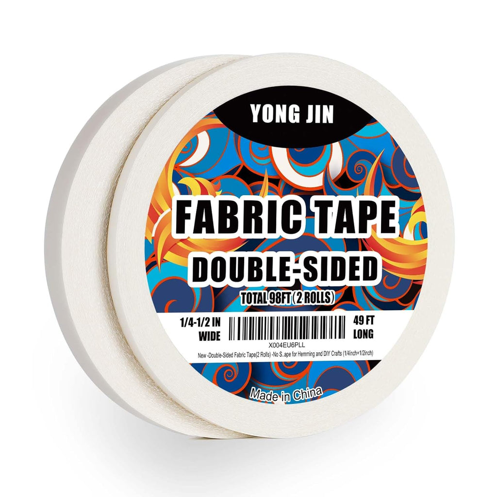 YONGJIN Double-Sided Fabric Tape (2 Rolls) - No Sewing or Ironing Required