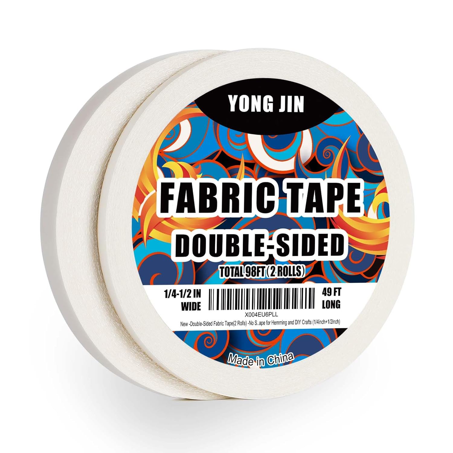 YONGJIN Double-Sided Fabric Tape (2 Rolls) - No Sewing or Ironing Required