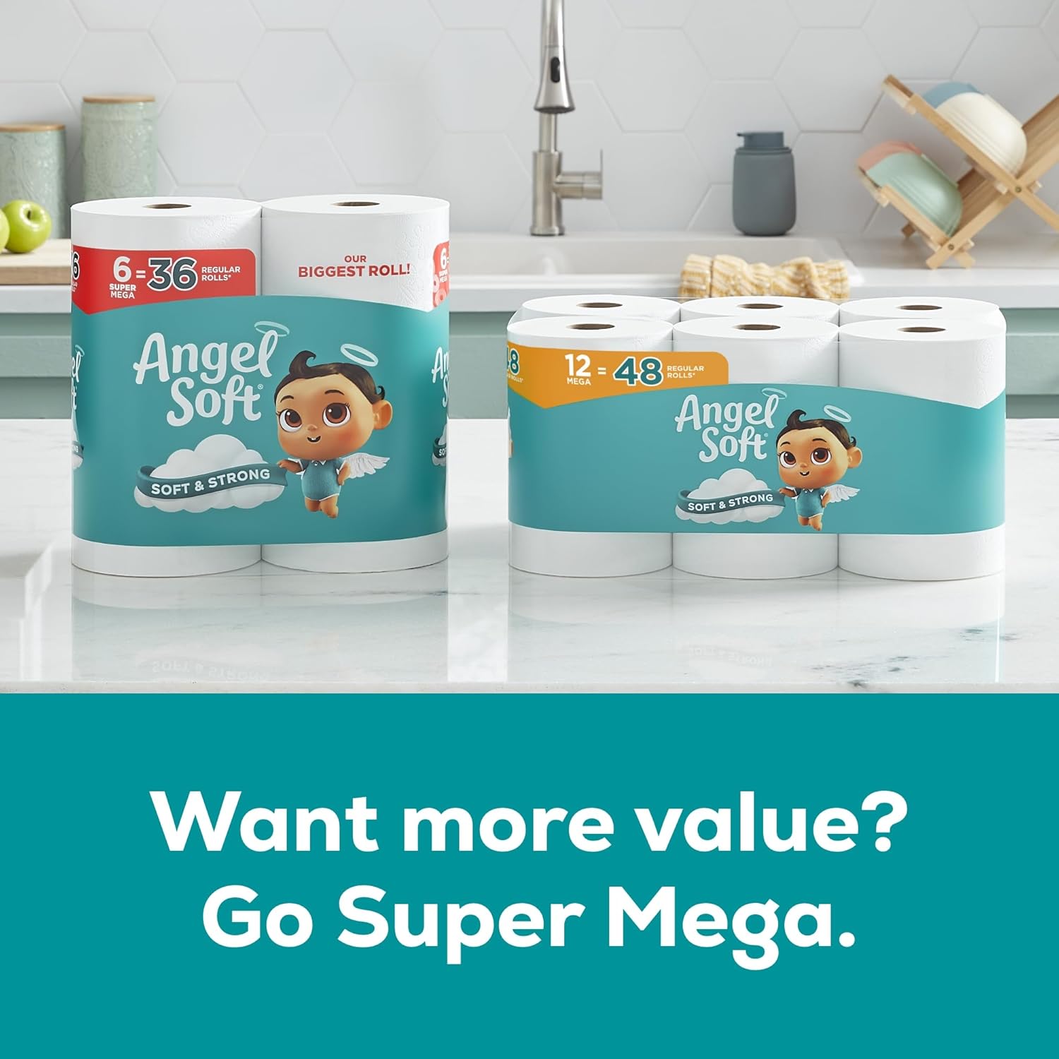 Angel Soft Toilet Paper, 18 Mega Rolls = 72 Regular Rolls, Soft and Strong