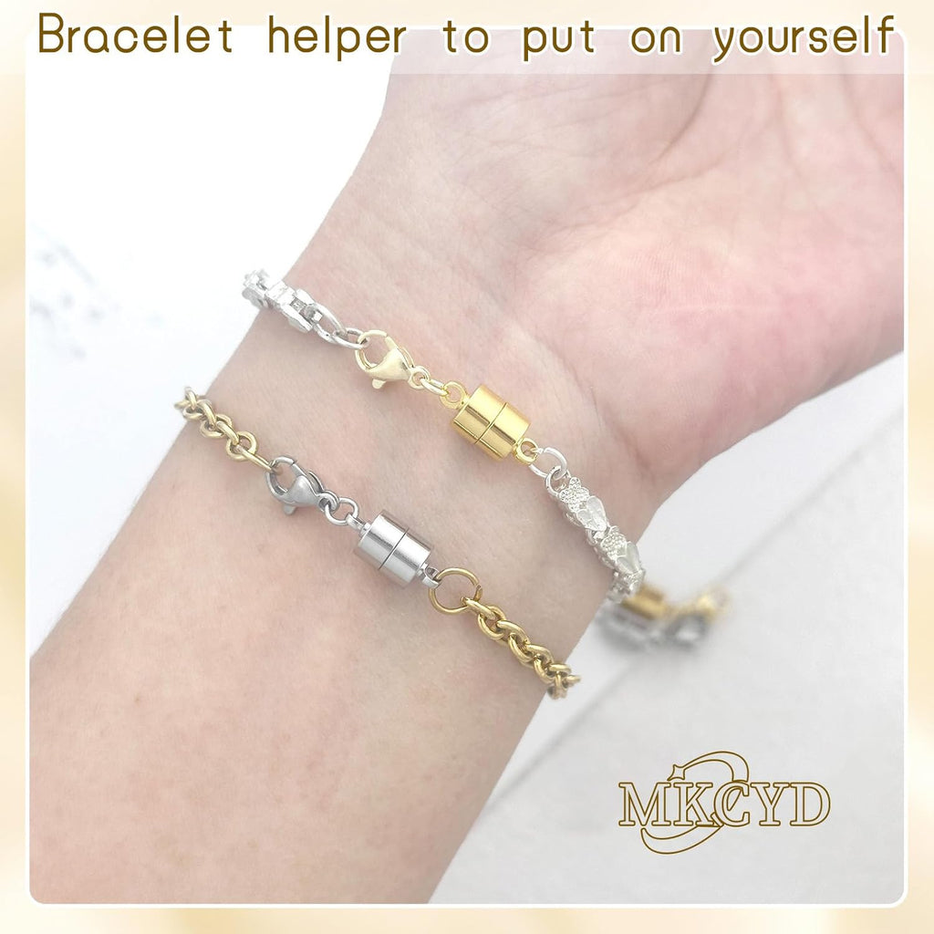 MKCYD Magnetic Necklace Clasp with Lobster Clasp,14K Gold and Silver Magnetic