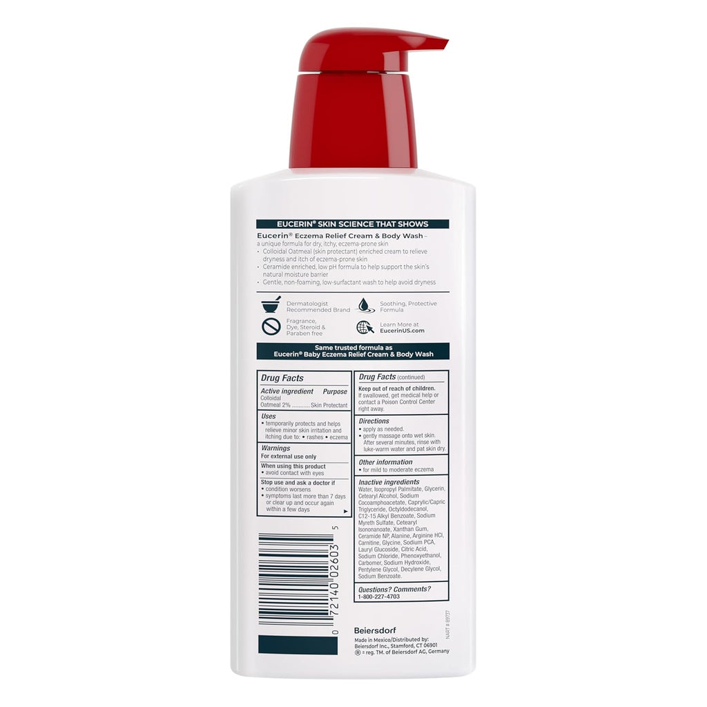 Eucerin Eczema Relief Cream Body Wash, Eczema Body Wash with Colloidal
