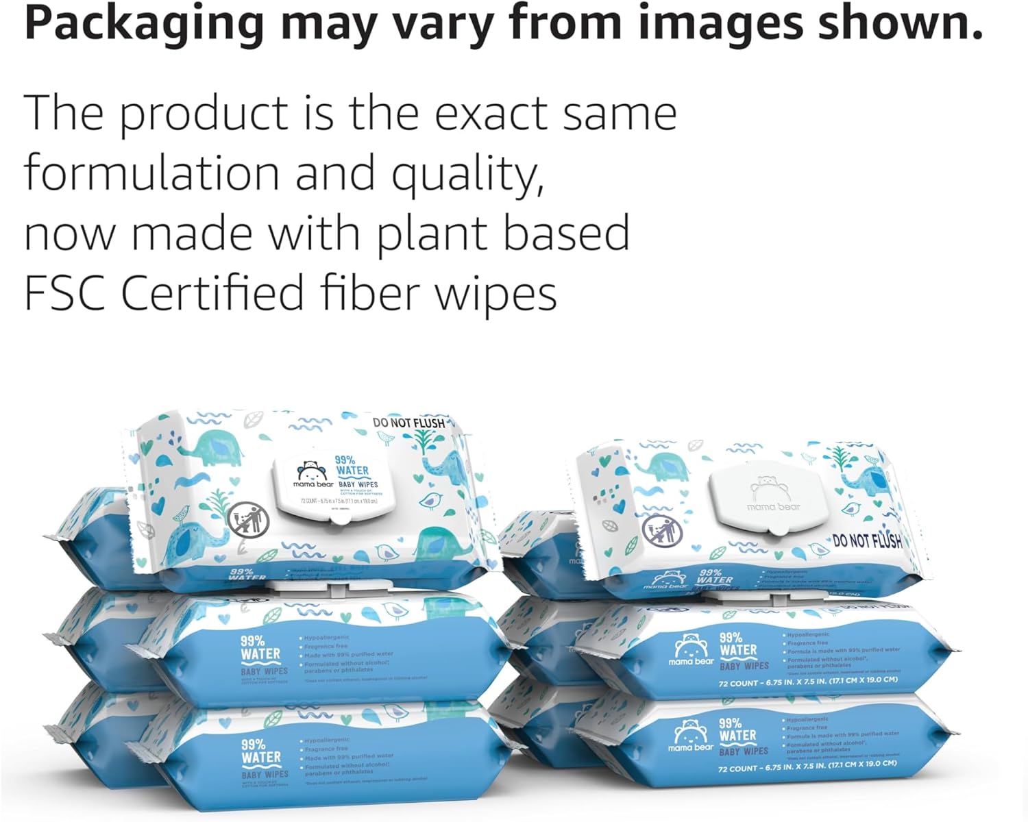 Amazon Brand - Mama Bear 99% Water Baby Wipes, Hypoallergenic, Fragrance