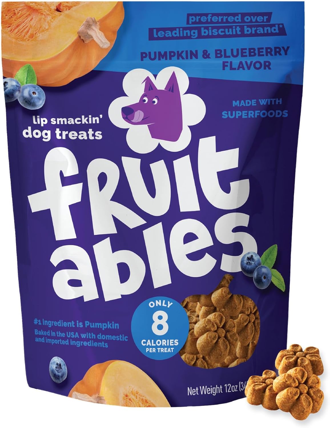 Fruitables Baked Dog Treats, Healthy Pumpkin Treat for Dogs, Low Calorie &