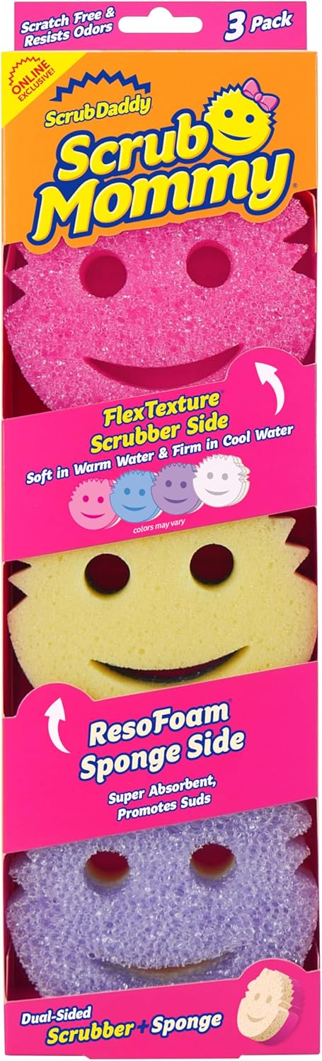 Scrub Daddy Scrub Mommy Sponges - Dish Scrubber + Non-Scratch Cleaning