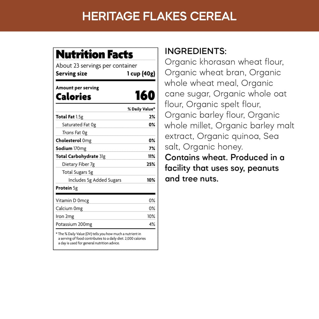Nature's Path Organic Heritage Flakeså¨ Cereal, 33.5 oz (Pack of 1), Ancient