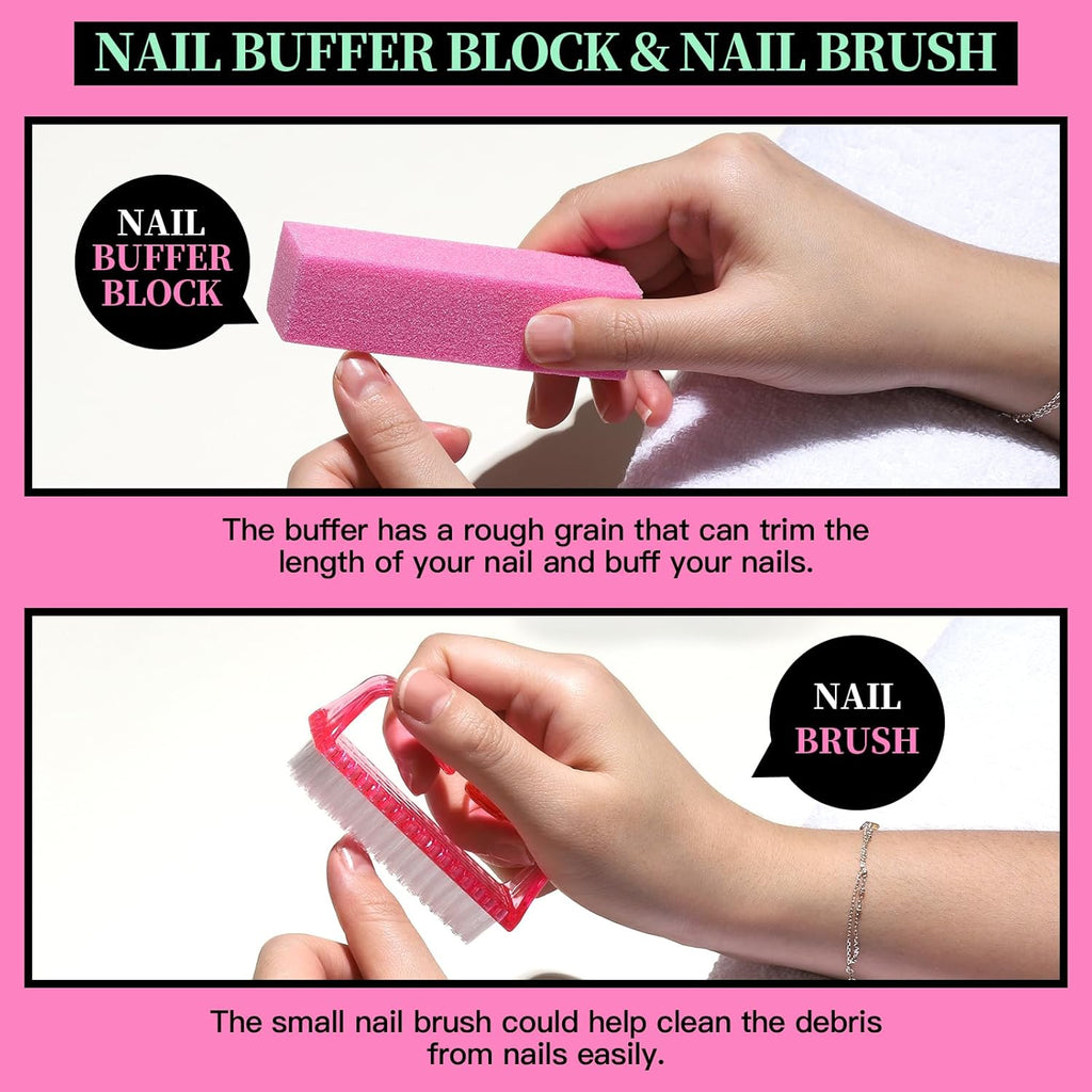 FANDAMEI Nail Care Kit, Nail Files 100/180, Nail Buffer Block, Cuticle