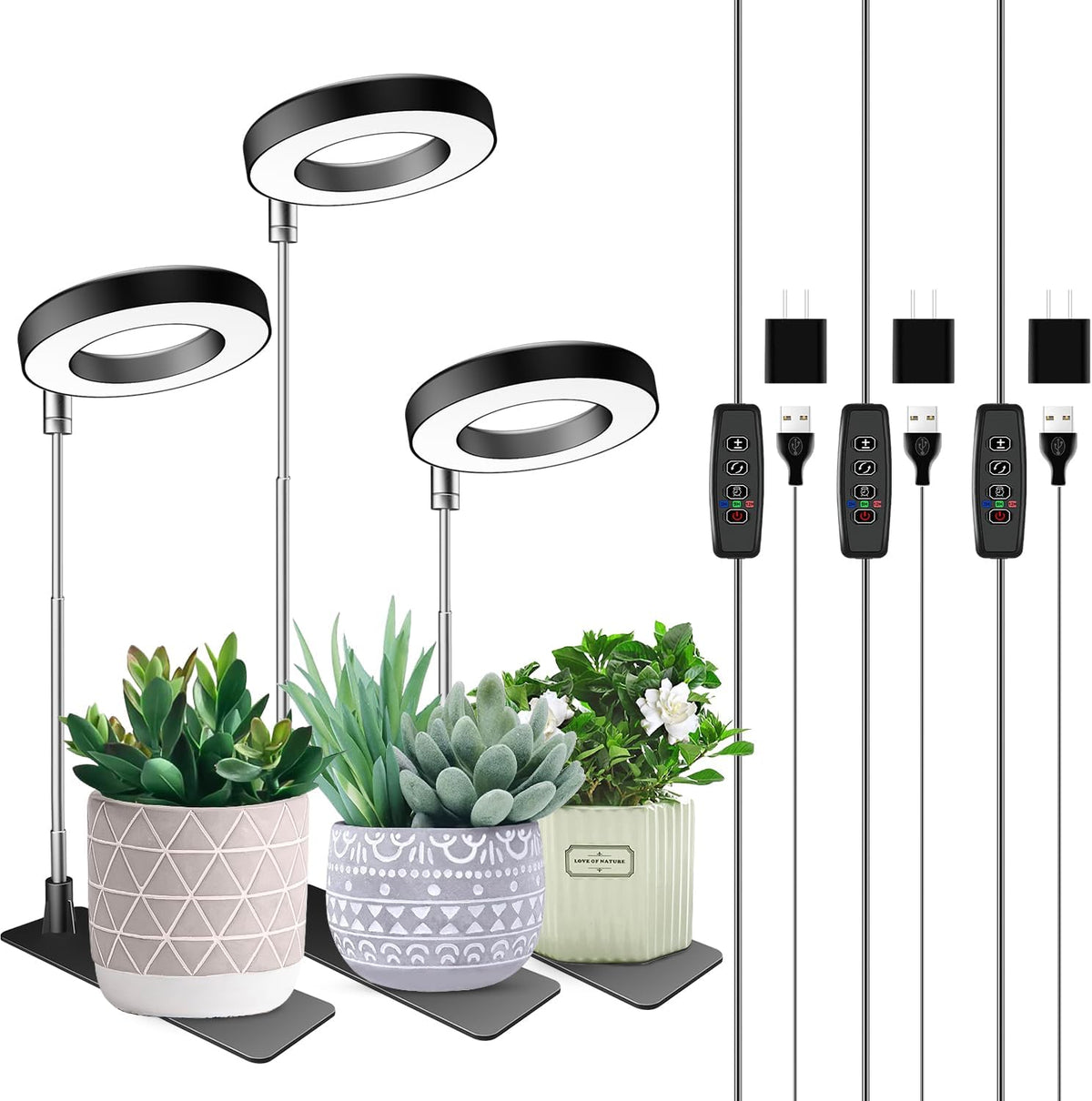 Grow Lights for Indoor Plants, Full Spectrum Plant Light with Base
