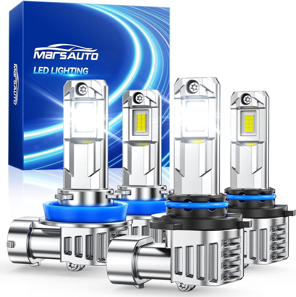 Marsauto 9005 H11 LED Bulbs Combo, 60,000LM 600% Brighter, Pack of 4