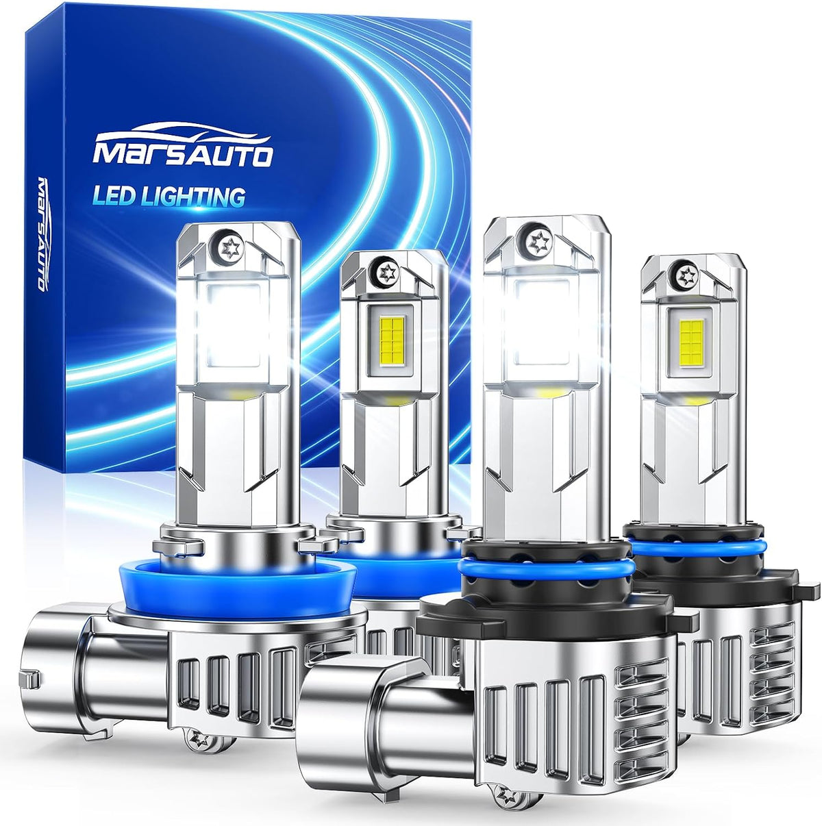 Marsauto 9005 H11 LED Bulbs Combo, 60,000LM 600% Brighter, Pack of 4