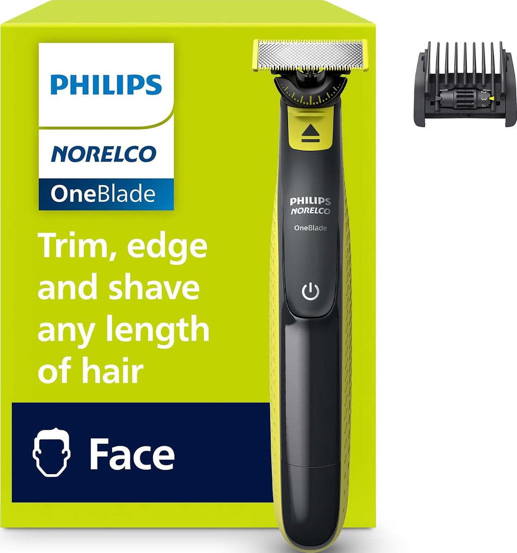 Philips Norelco OneBlade 360 Hybrid Face Trimmer and Shaver, 5 Length Comb