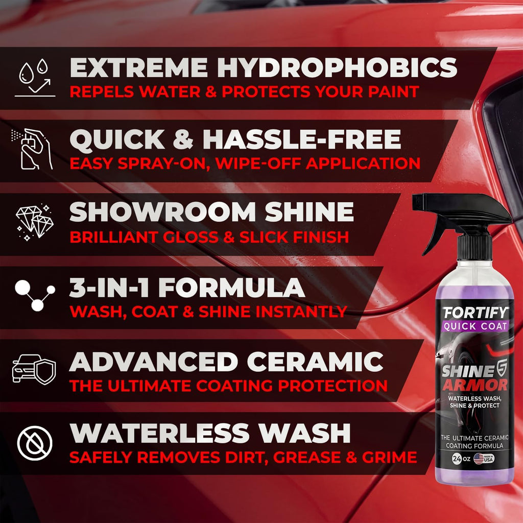 Car Wax Spray and Ceramic Coating for Cars - 3 in 1 Waterless Car Wash and