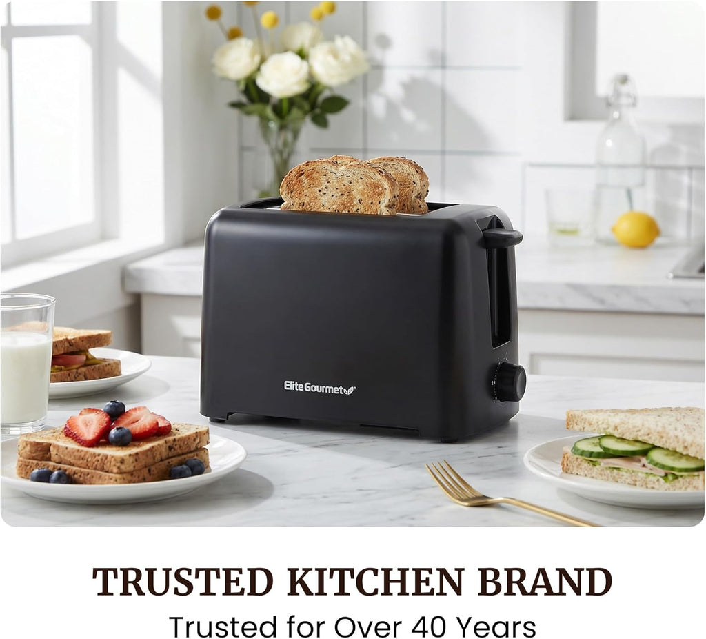 Elite Gourmet 2-Slice Cool Touch Toaster ‰ÛÒ 6 Browning Levels, Extra Wide