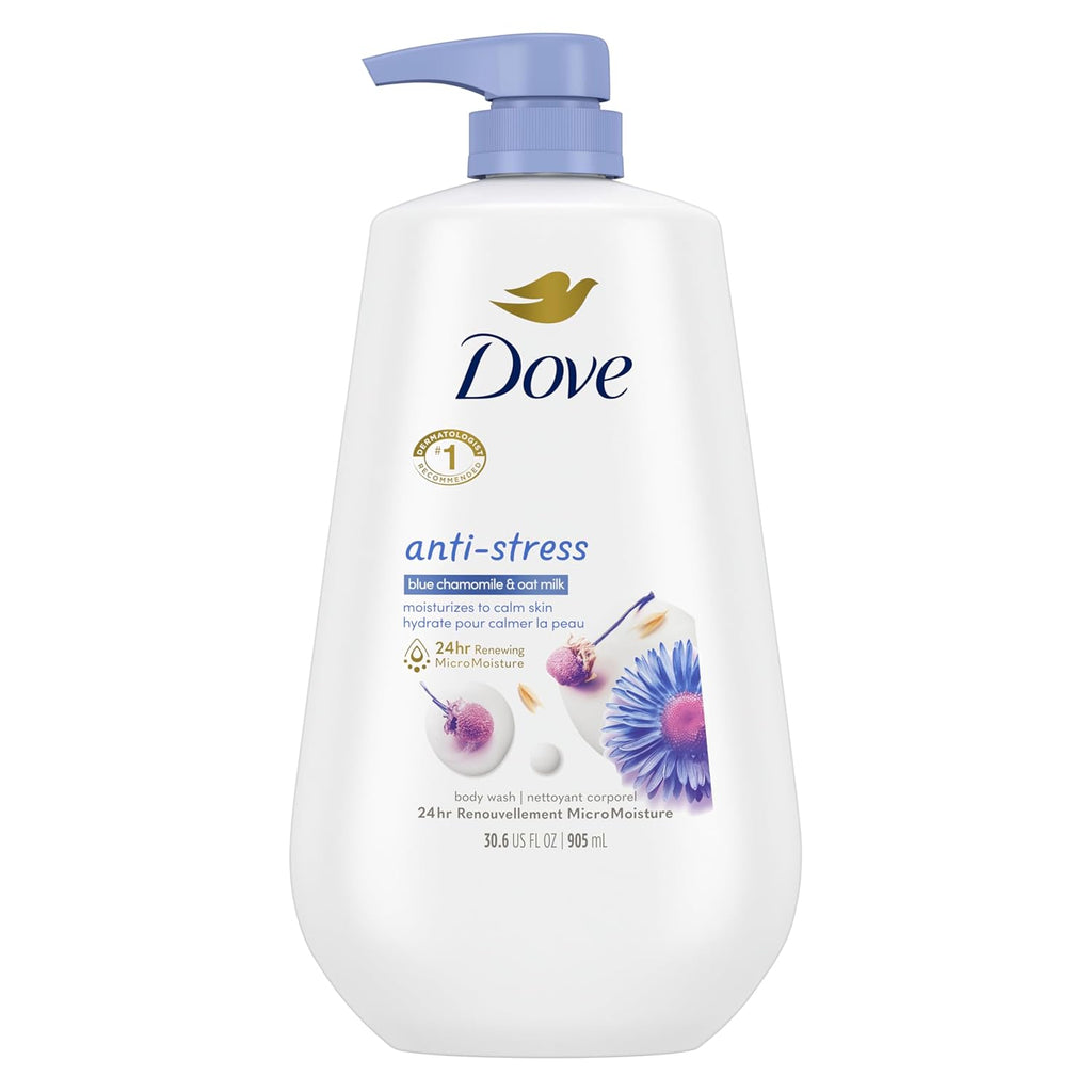 Dove Body Wash with Pump Anti-Stress Blue Chamomile & Oat Milk, for 24hr