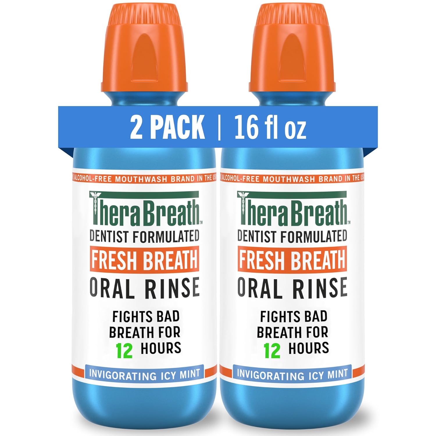 TheraBreath Fresh Breath Mouthwash, Icy Mint Flavor, Alcohol-Free, 16 Fl Oz