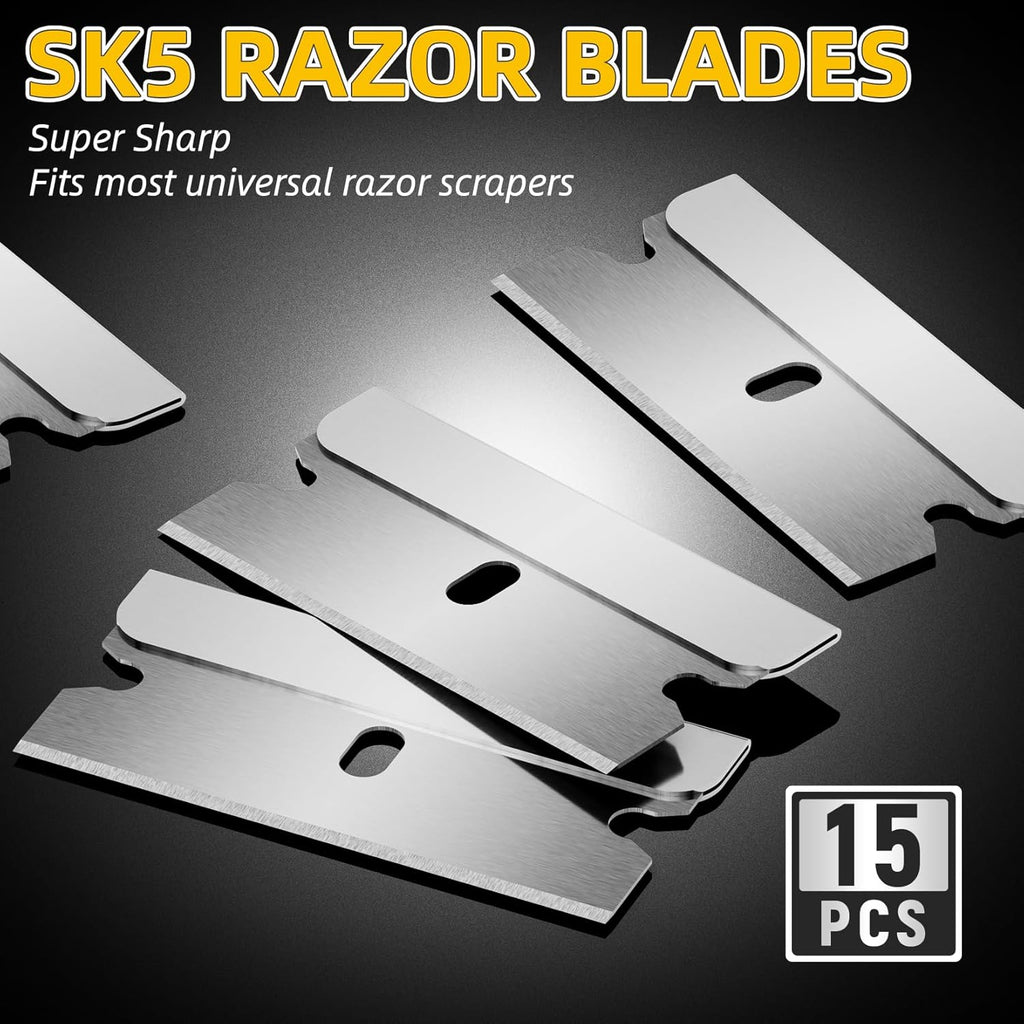 DIYSELF 1 Pack Razor Blade Scraper with 15 Extra Blades, Scraper Tool for