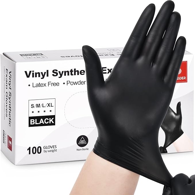 Schneider Vinyl Synthetic Exam Gloves, 4 Mil, Latex Free Disposable Gloves