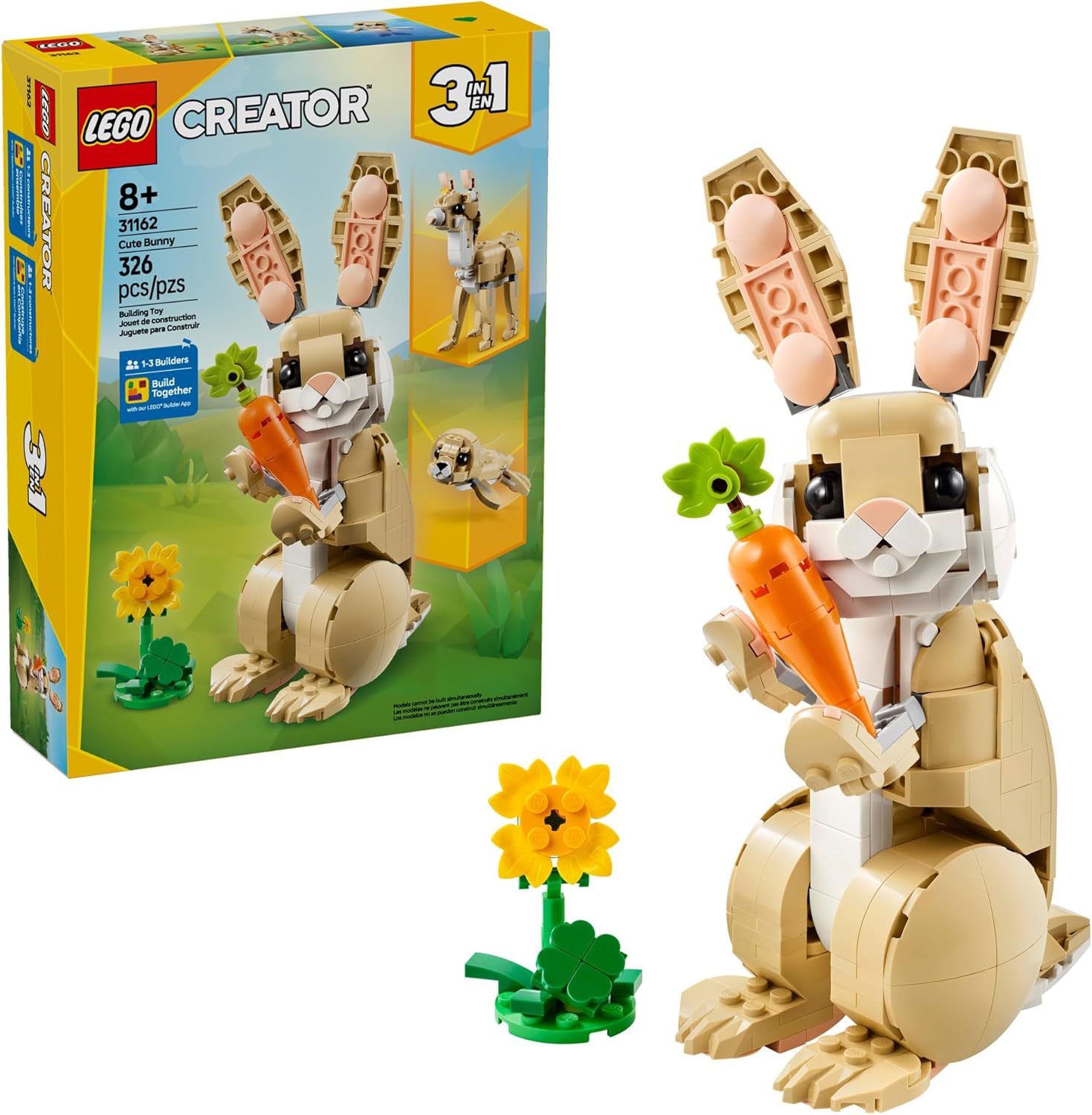 LEGO Creator 3 in 1 Cute Bunny Toy - Building Toy Set with 3 Build Options