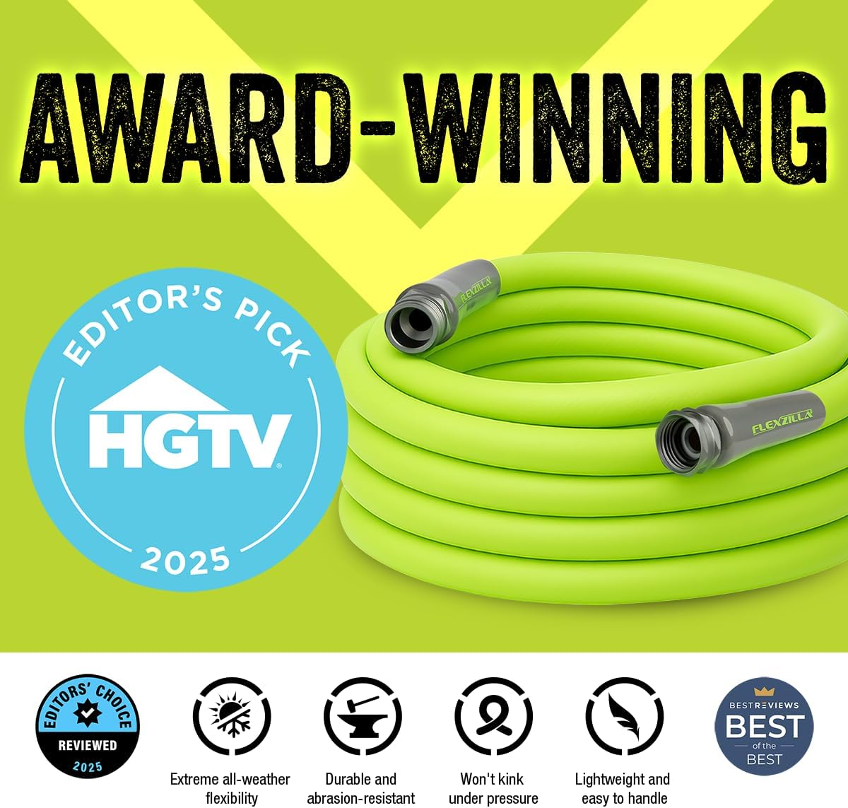 Flexzilla Garden Hose 5/8 in. x 50 ft., Lightweight All-Weather Water Hose
