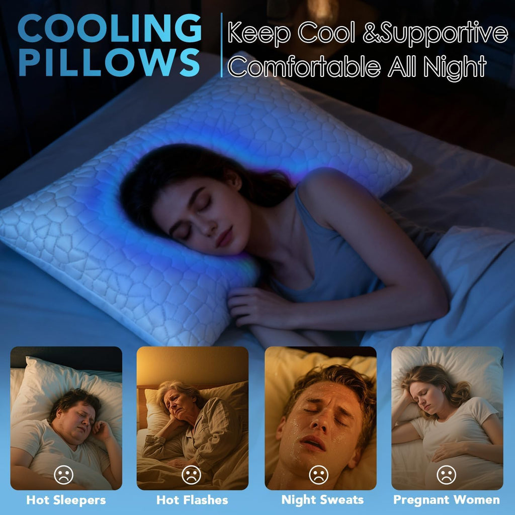QUTOOL Cooling Pillow for Sleeping, CertiPUR-US Shredded Memory Foam Queen