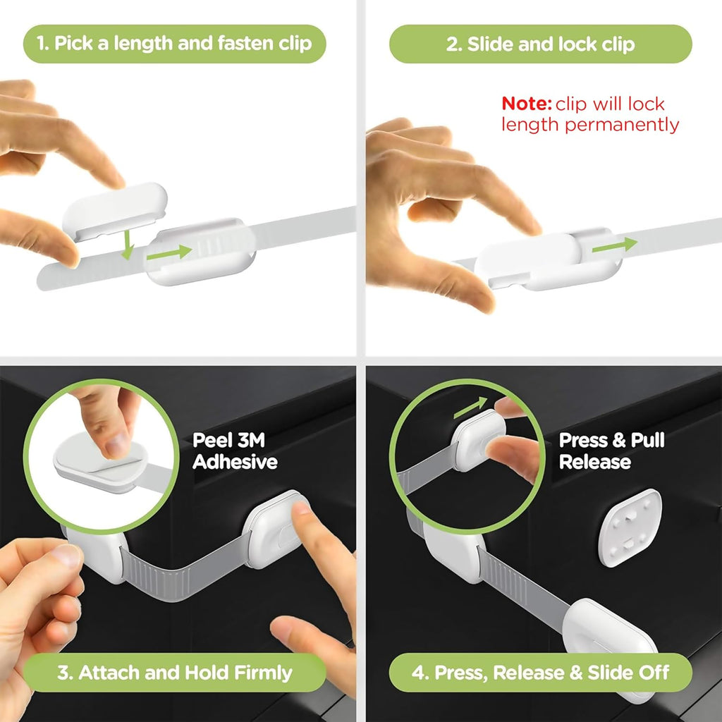 SKYLA HOMES Baby Locks (8-Pack) Child Safety Cabinet Proofing - Safe Quick