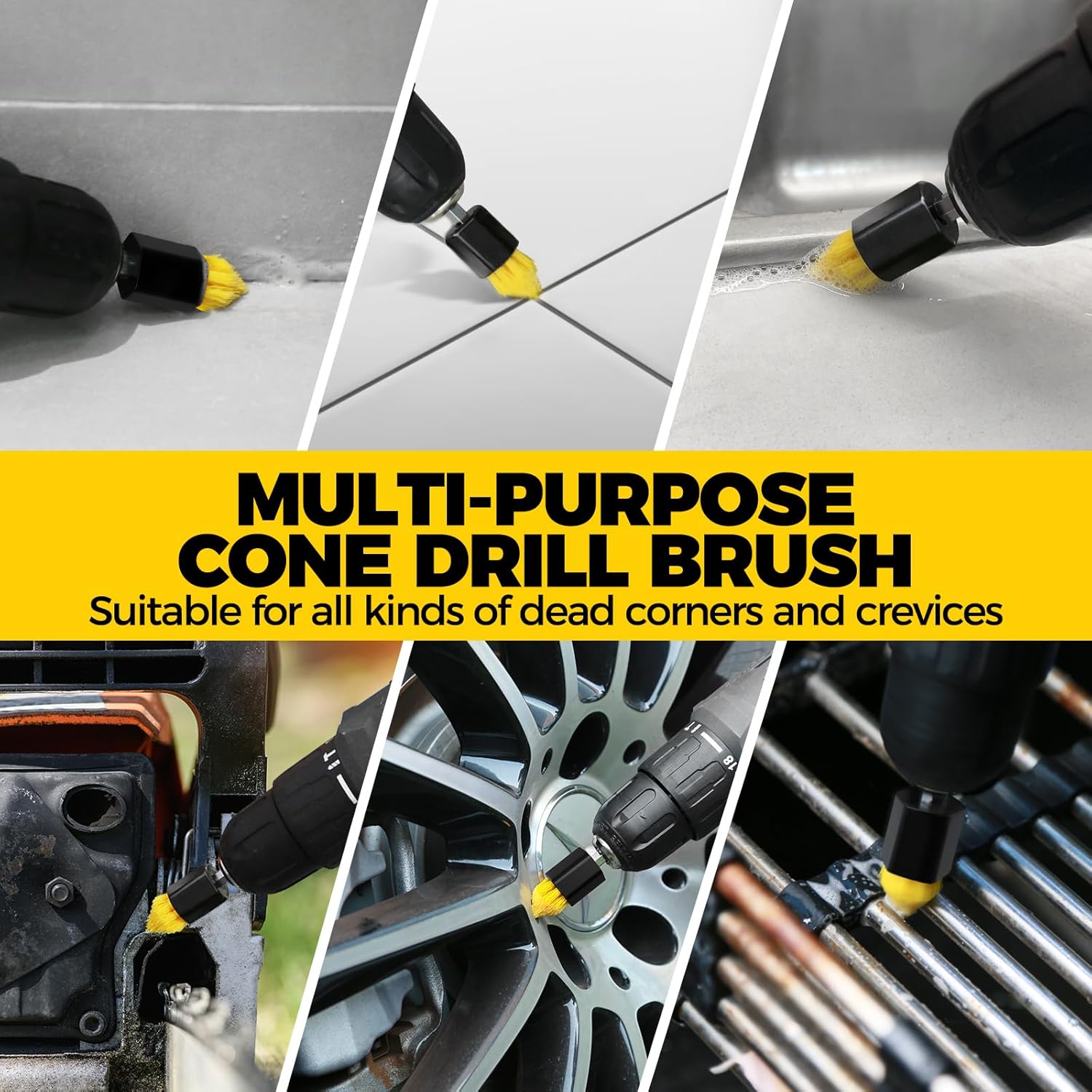 Holikme 6Pack Drill Brush Power Scrubber Cleaning Brush Extended Long