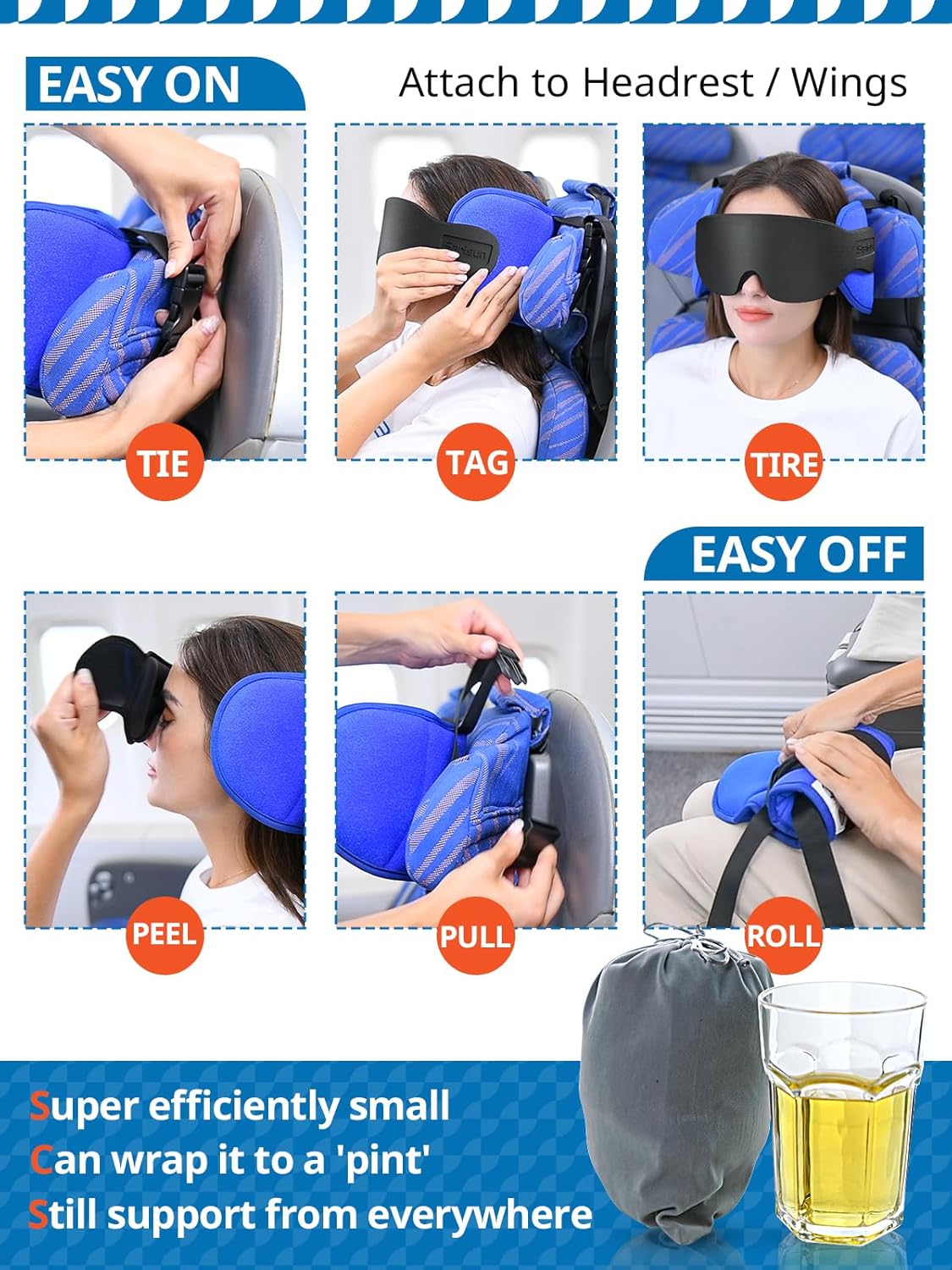 SARISUN Travel Pillows for Airplanes, Airplane Pillow for Long Flight