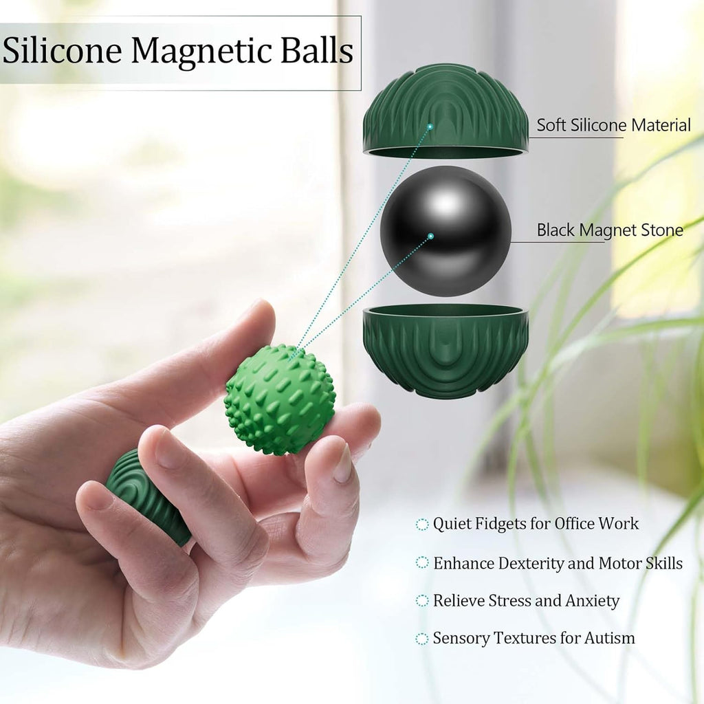 luckdoor Silicone Magnetic Balls Fidget Toys for Adults & Teens,4PCS Stress