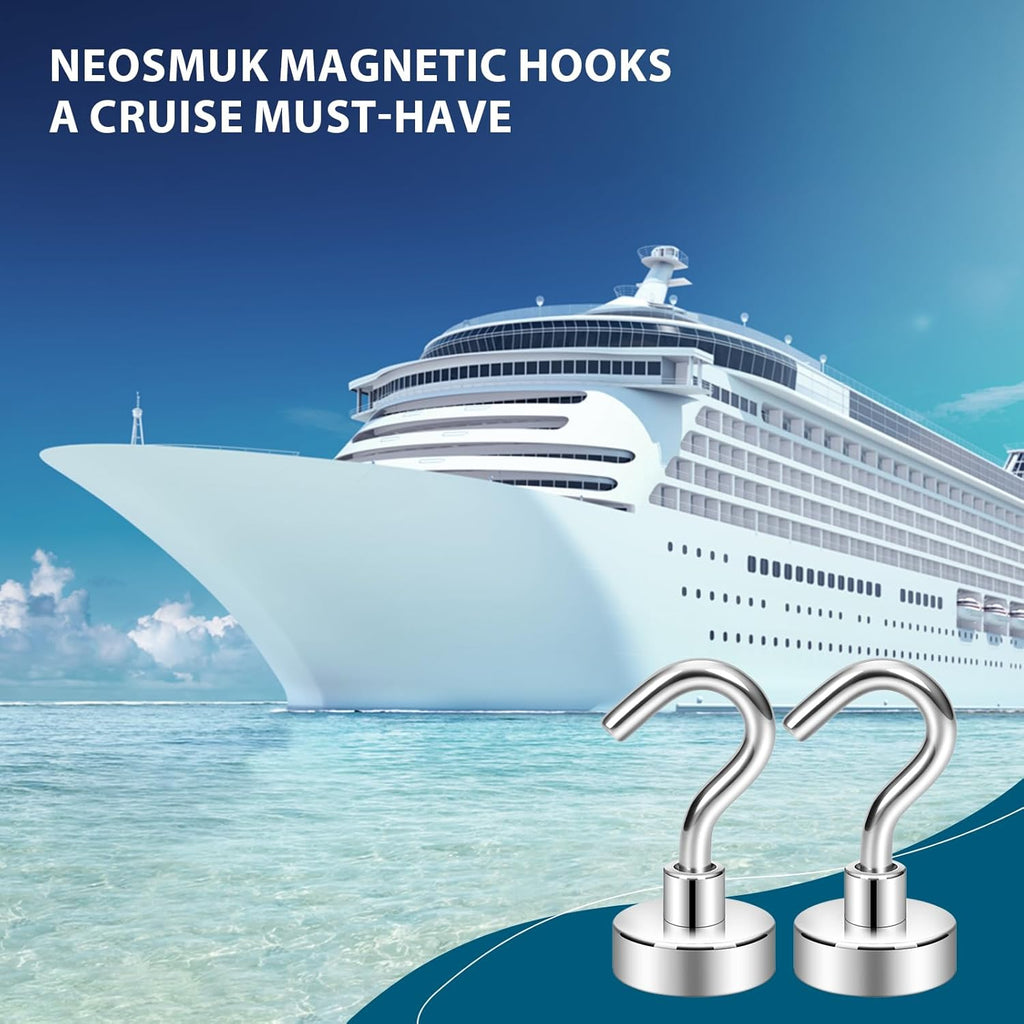 Neosmuk Magnetic Hooks, Heavy Duty 30lb+ Strong Magnet Hook for Cruise