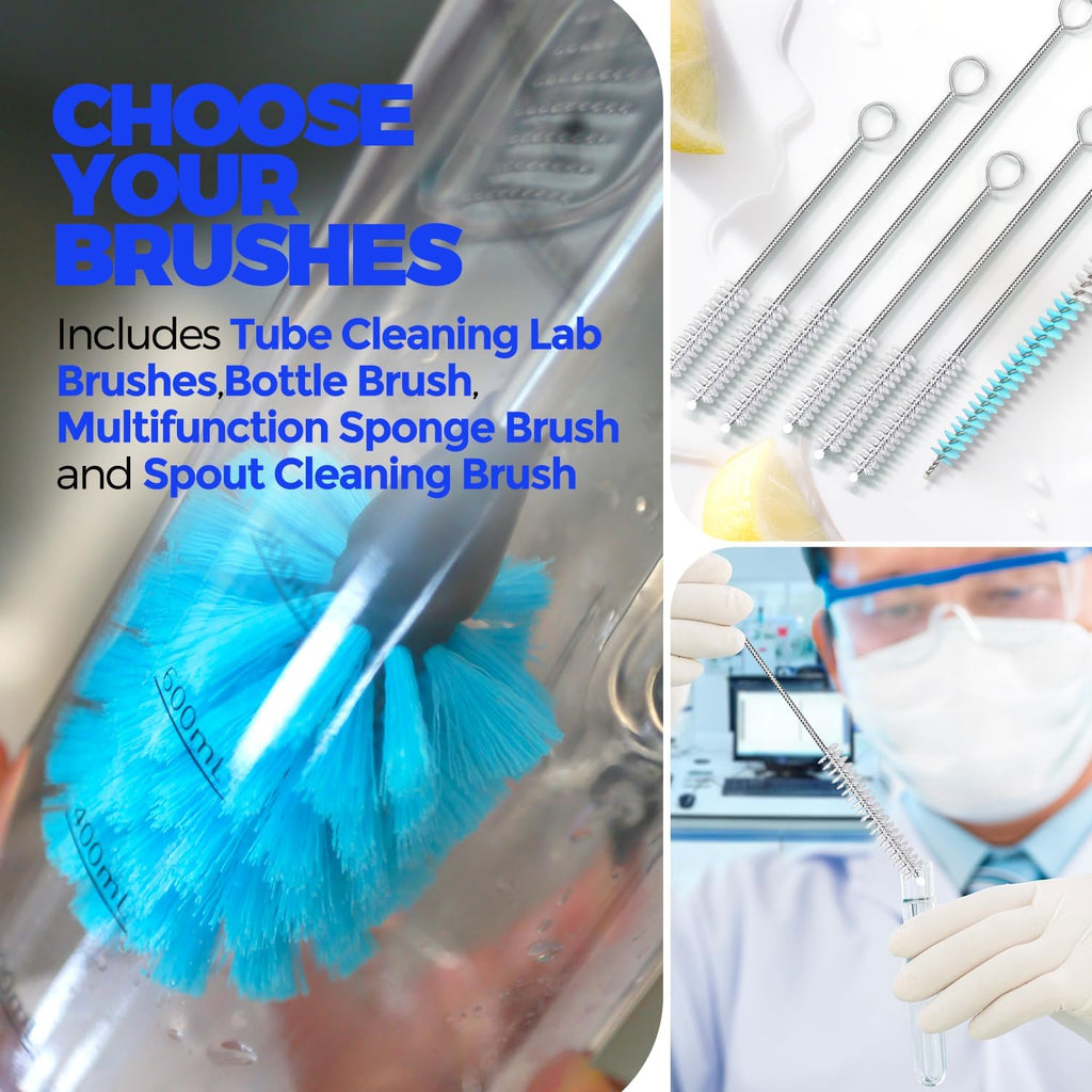 Holikme Bottle Brush Tube Cleaning Lab Set with Long Handle, Cup Cleaner for