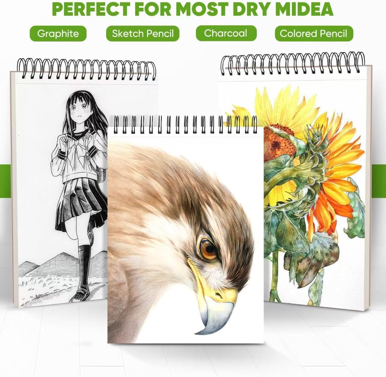 Soucolor 9" x 12" Sketch Book, 100 Sheets Top Spiral Bound Sketchbook with