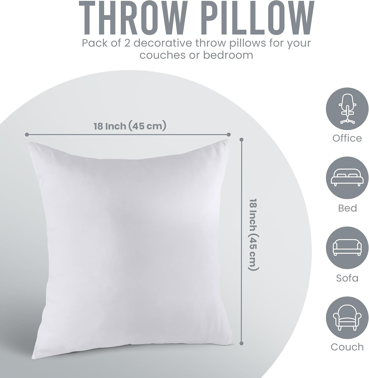 Utopia Bedding 18x18 Pillow Inserts, Set of 2, White ‰ÛÒ Indoor Decorative