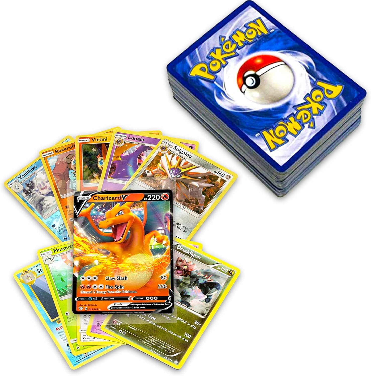 50+ Official Pokemon Cards Collection with 5 Foils in Any Combination and at
