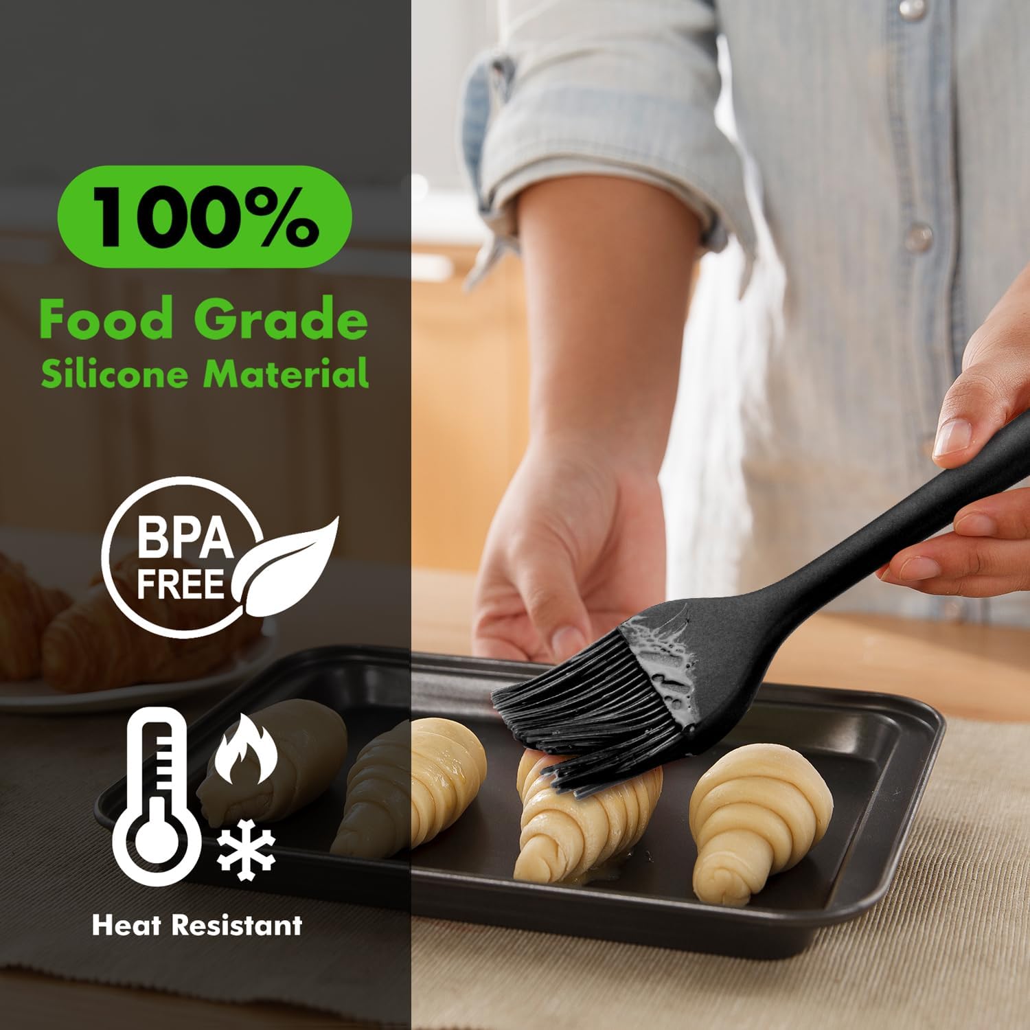 HOTEC 600‰ãä Heat Resistasnt Basting Brushes, BPA Free Silicone Pastry Brush