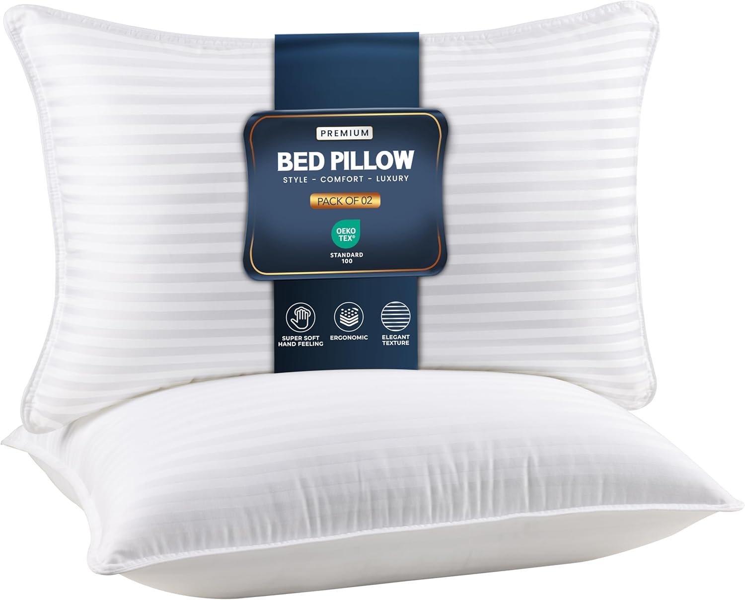 Utopia Bedding Bed Pillows for Sleeping Queen Size (White), Set of 2, Down