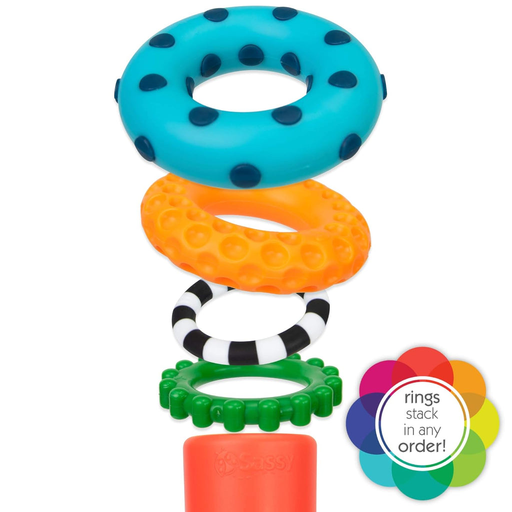 Sassy Stacks of Circles Stacking Ring STEM Learning Toy, Age 6+ Months