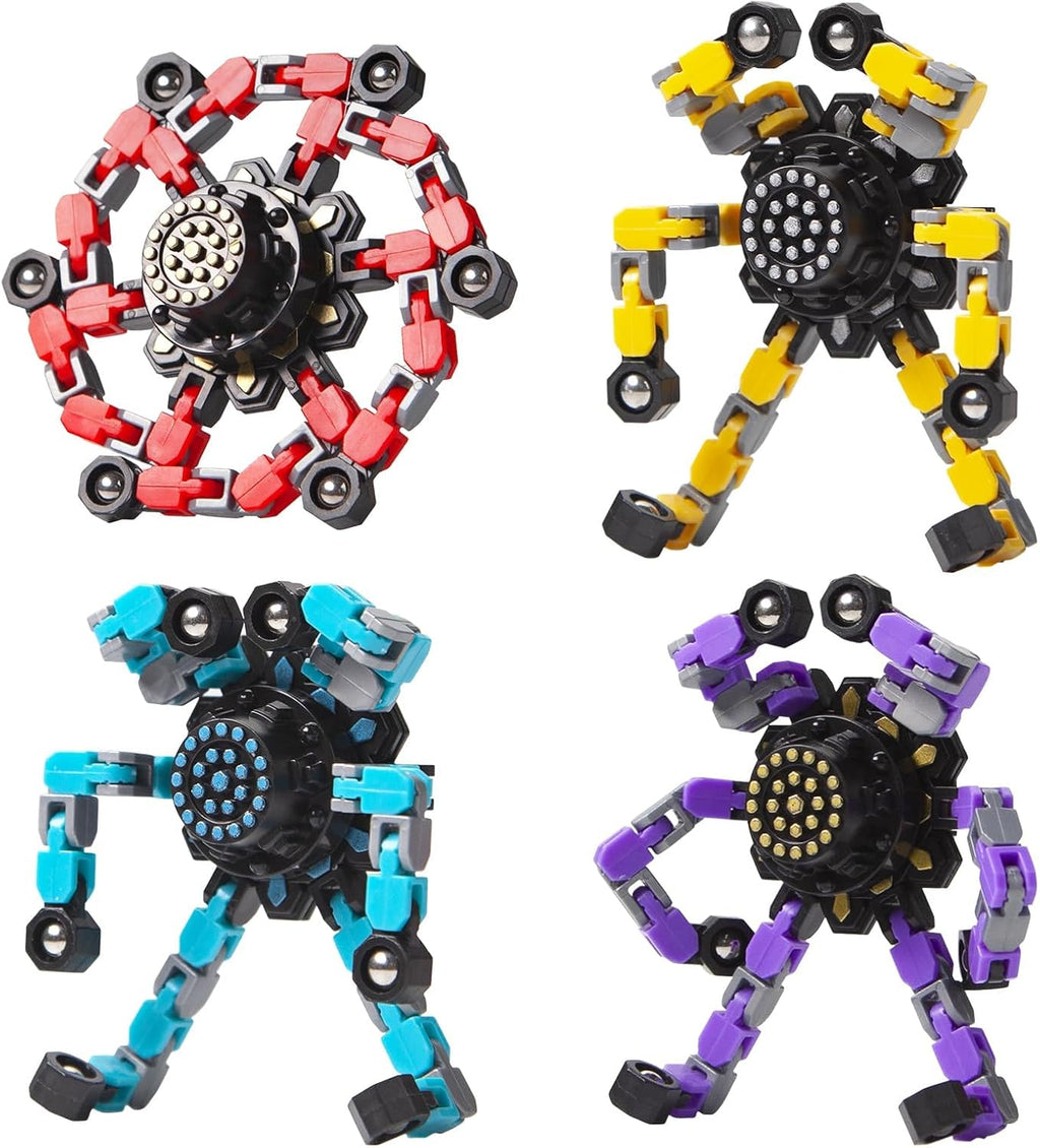 Gokeey Transformable Fidget Spinners Toys 4 Pcs for Kids and Adults Stress