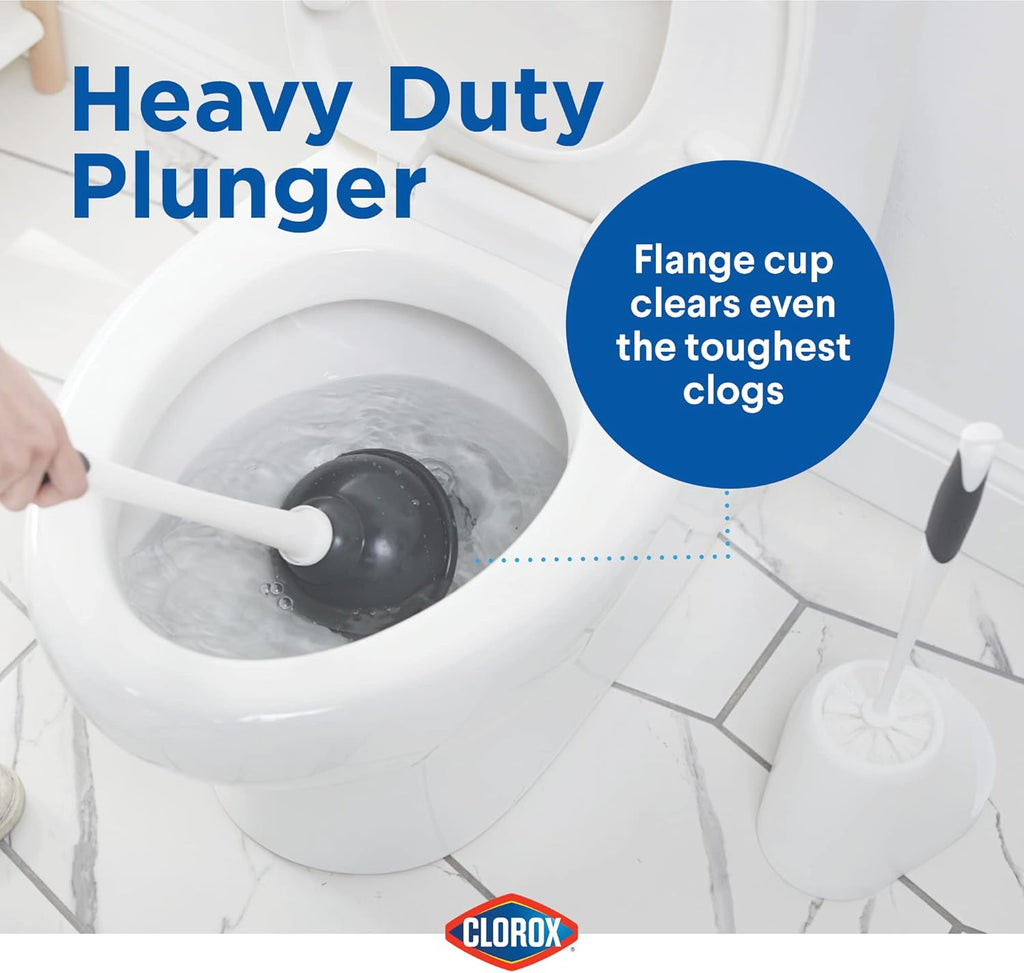 Clorox Toilet Plunger and Bowl Brush Combo with Caddy, 6.75 x 7 x 19.5 in