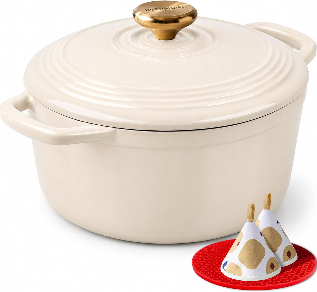 Overmont Enameled Cast Iron Dutch Oven