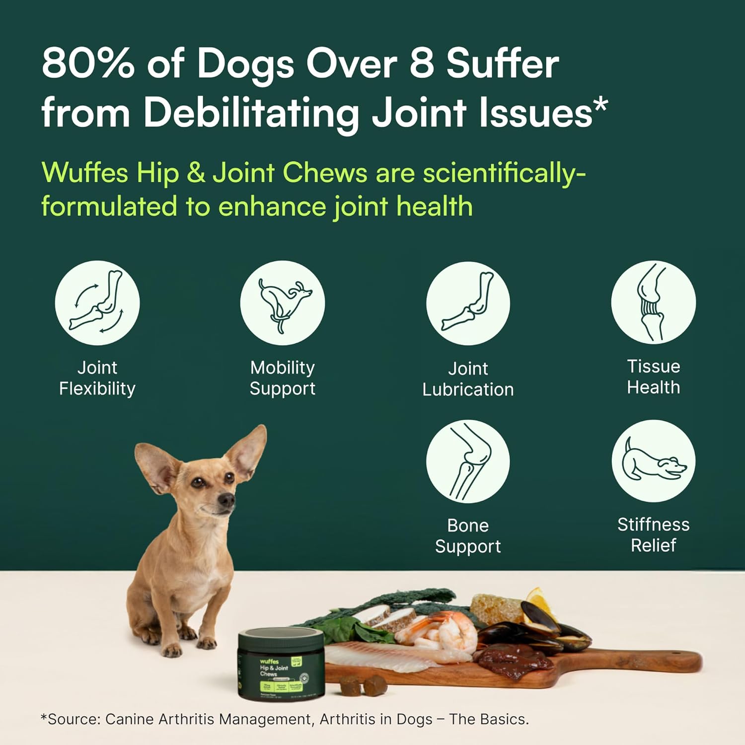 Wuffes Advanced Dog Hip and Joint Supplement with Glucosamine, Chondroitin