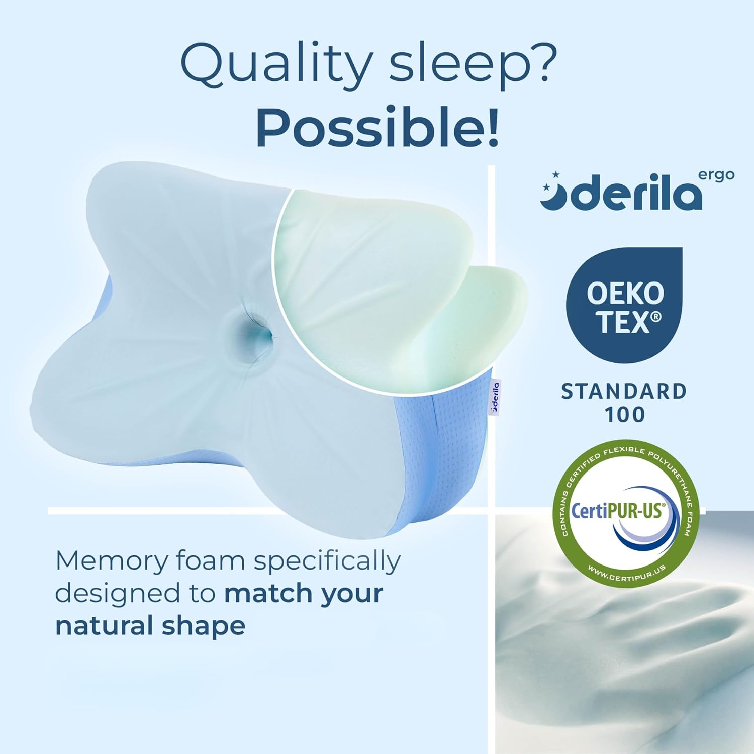 Derila Ergo Cervical Neck Pillow for Sleeping Pillow Contour Memory Foam