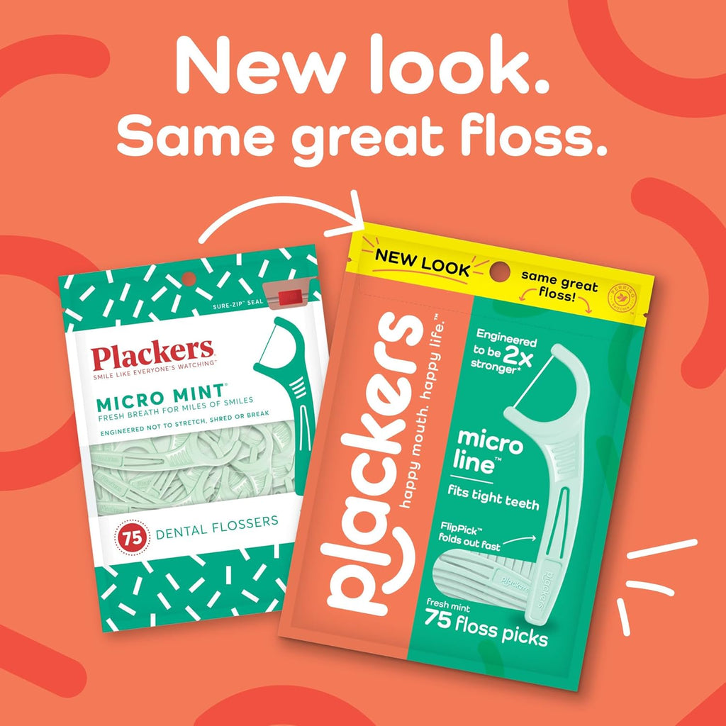 Plackers Micro Line Dental Floss Picks, Fold-Out FlipPick, Tuffloss, Easy