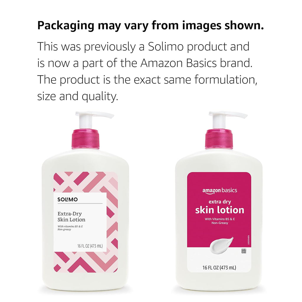 Amazon Basics Body Lotion For Dry Skin with Vitamins B5 & E, Clean Scent, 16