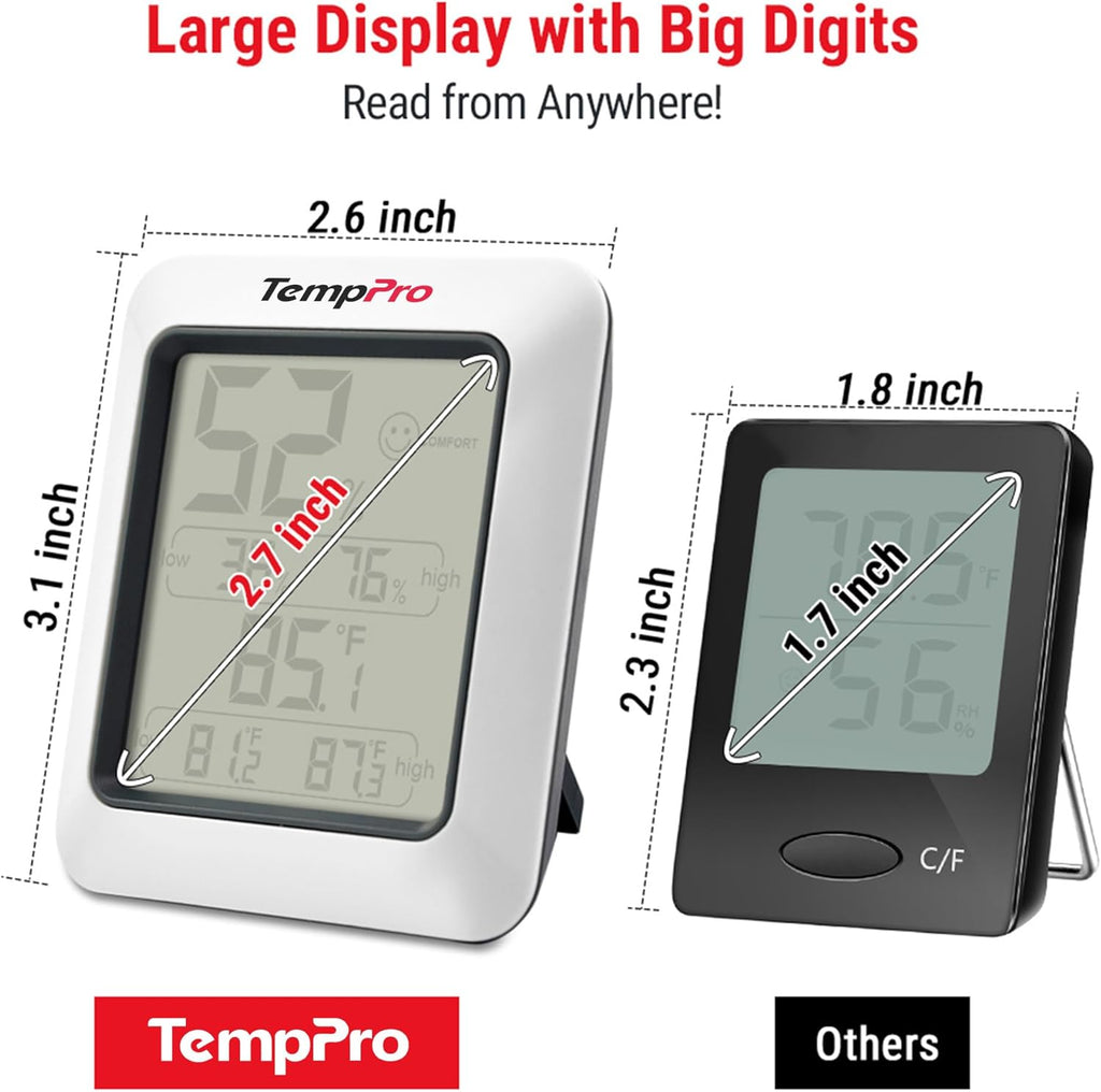 TempPro TP50 Digital Hygrometer Indoor Thermometer Room Thermometer and
