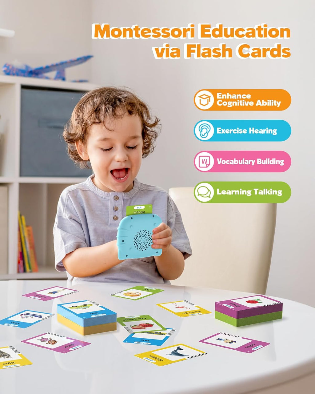 Airbition Talking Flash Cards for Toddlers 1 2 3 4 Year Olds, Montessori
